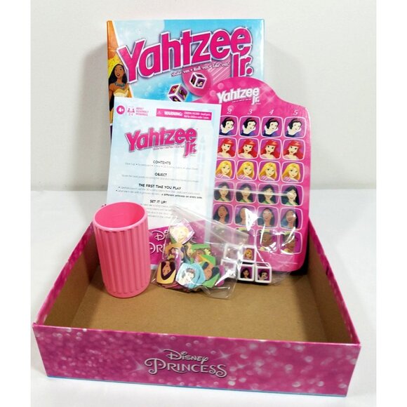 Yahtzee Jr Disney Princess Board Game Dice Ariel Rapunzel Tiana Mulan Complete - Picture 2 of 15